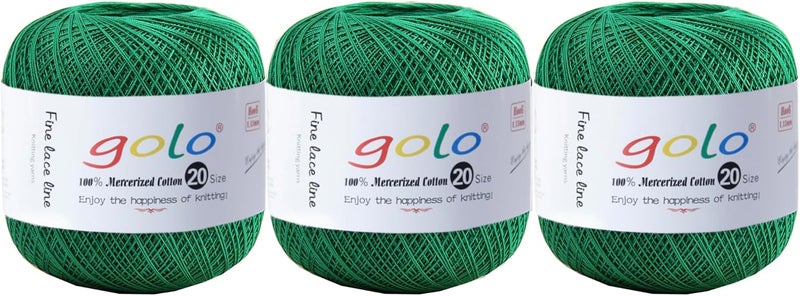 Golo 3 Balls Crochet Thread Size 20 Embroidery Thread Crochet Yarn for Hand 699 - Image 1